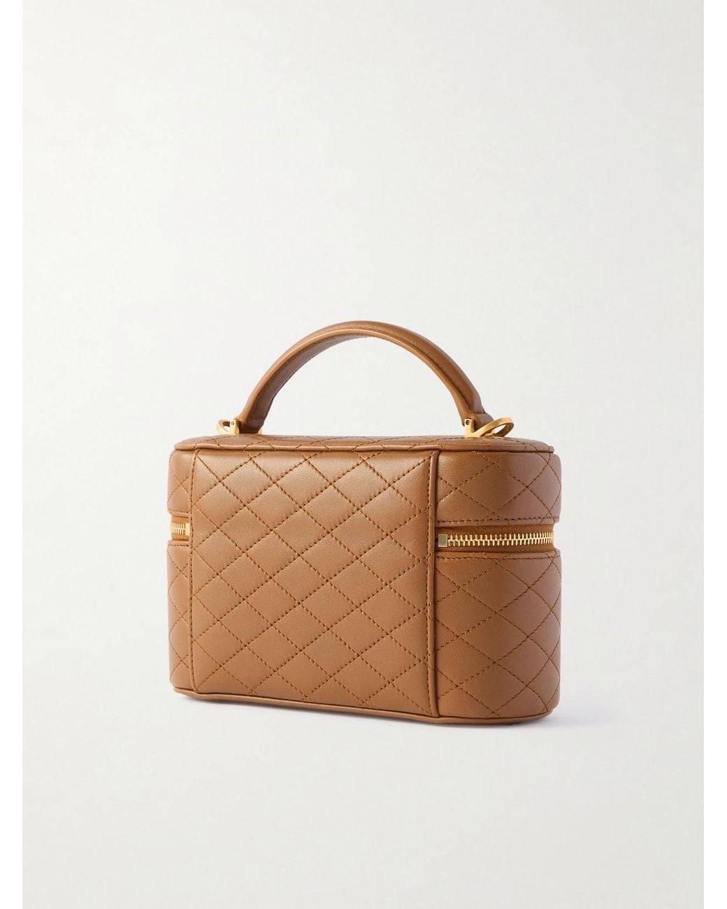 Saint Laurent Brown Gaby Vanity Mini Quilted Leather Top-Handle Bag