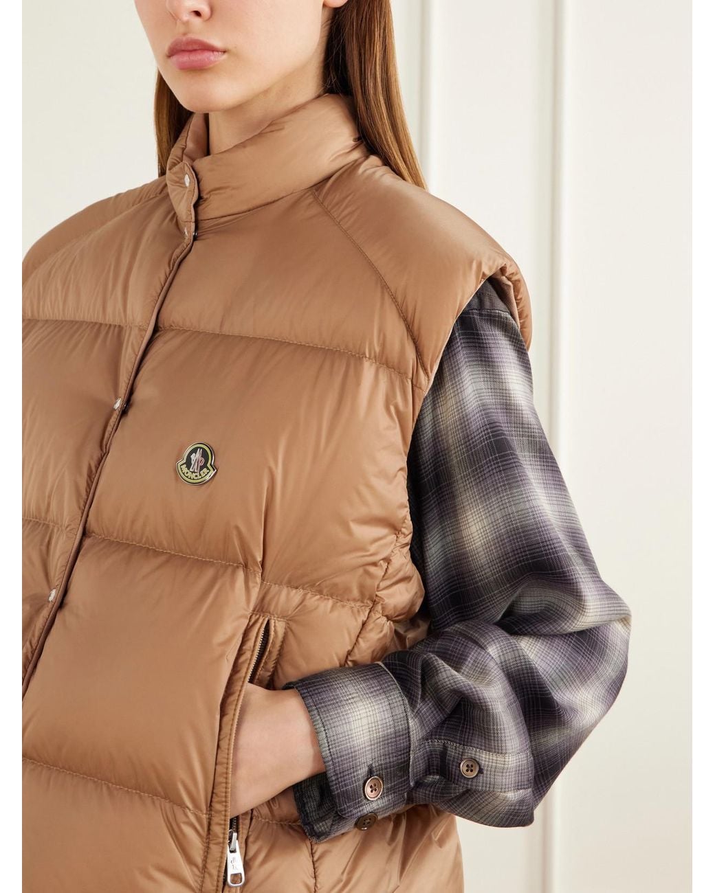 Moncler Natural Logo-Appliquéd Quilted Shell Down Vest