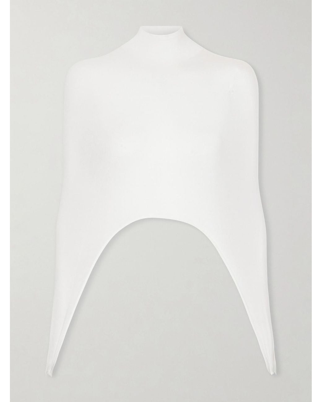 Alaïa White Cropped Turtleneck Silk-Blend Top