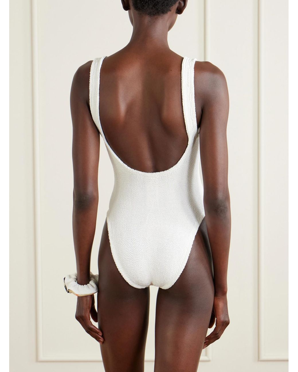 Burberry White Hunza G Domino Original Crinkle Swimsuit