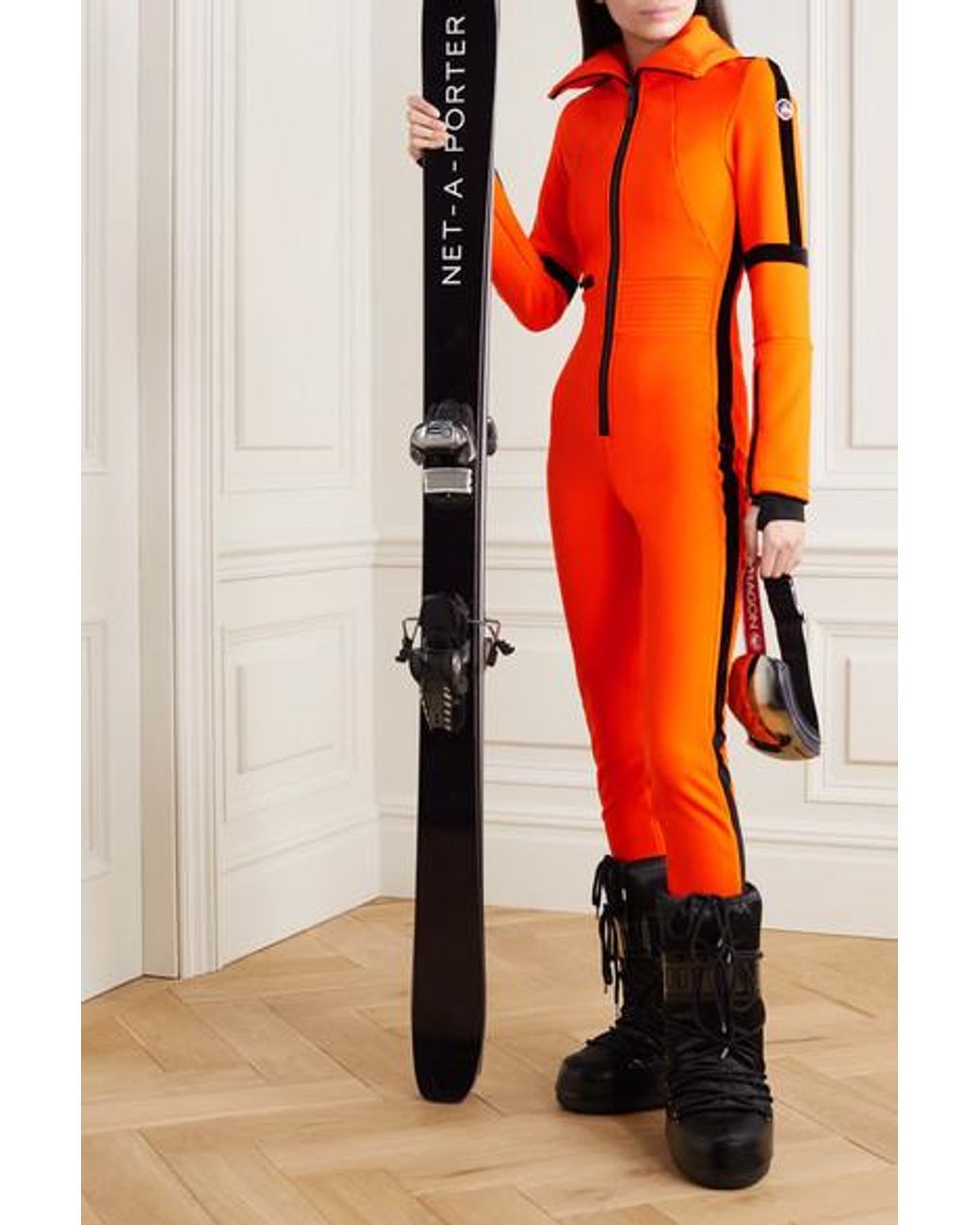 Fusalp Cema Stirrup Velvet-trimmed Ski Suit in Orange | Lyst Australia