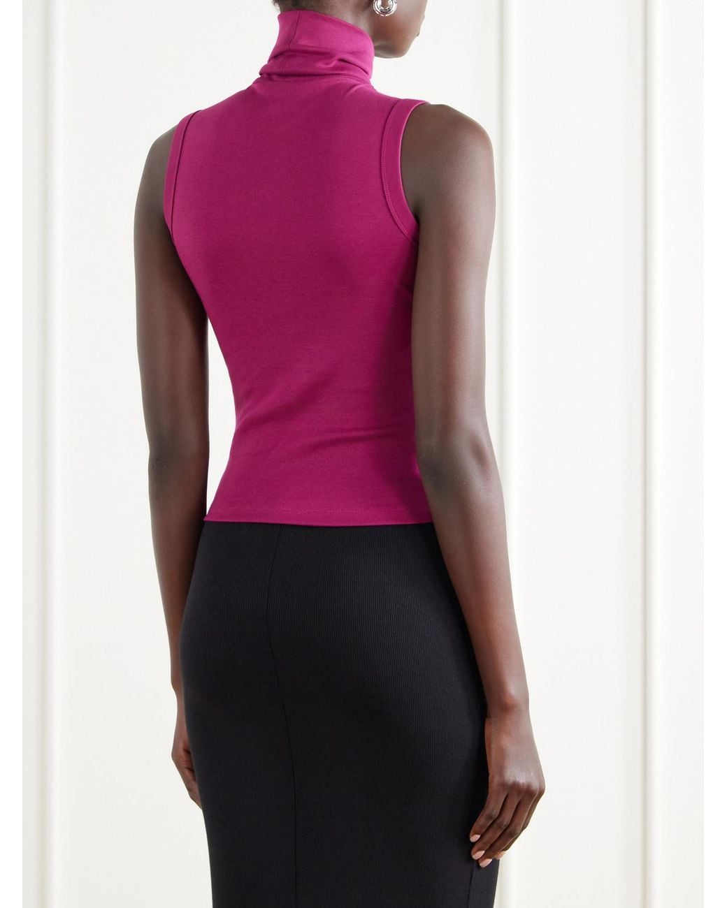 Flore Flore Pink Dinah Ribbed Organic Cotton-Jersey Turtleneck Tank
