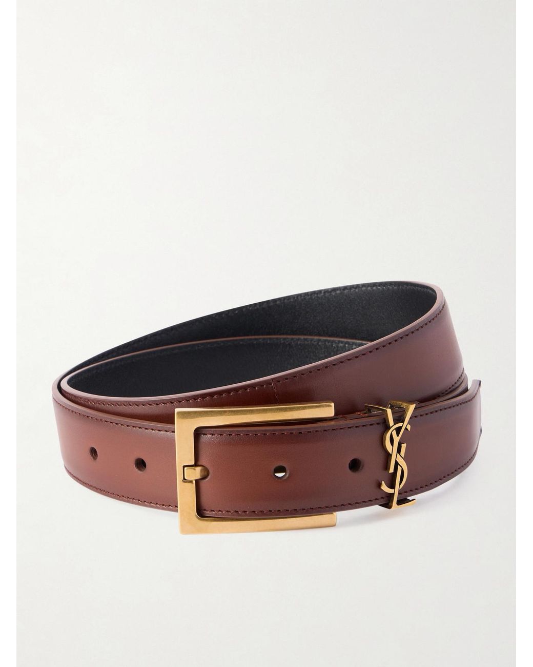 Saint Laurent Pink Cassandre Embellished Leather Belt