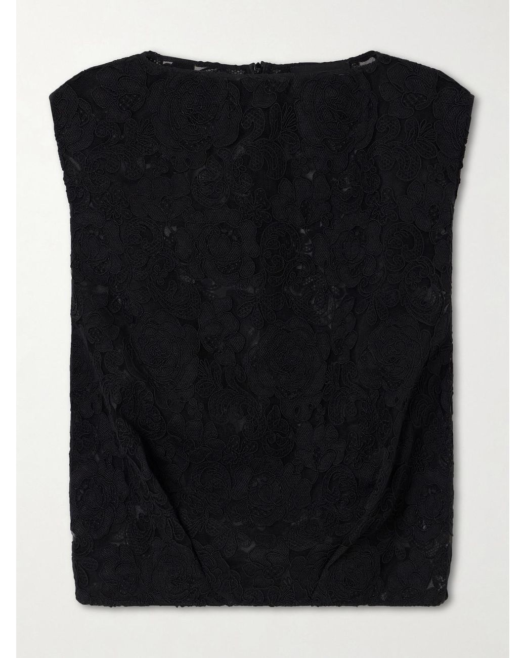 Simone Rocha Black Cropped Floral-Embroidered Lace Blouse