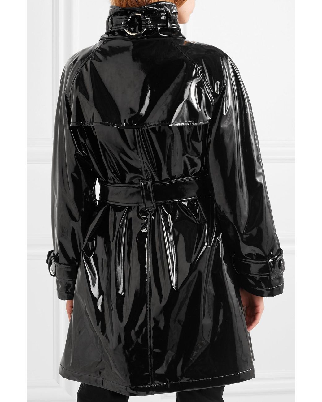 Trench-coat En Vinyle À Ceinture Moschino en coloris Noir | Lyst