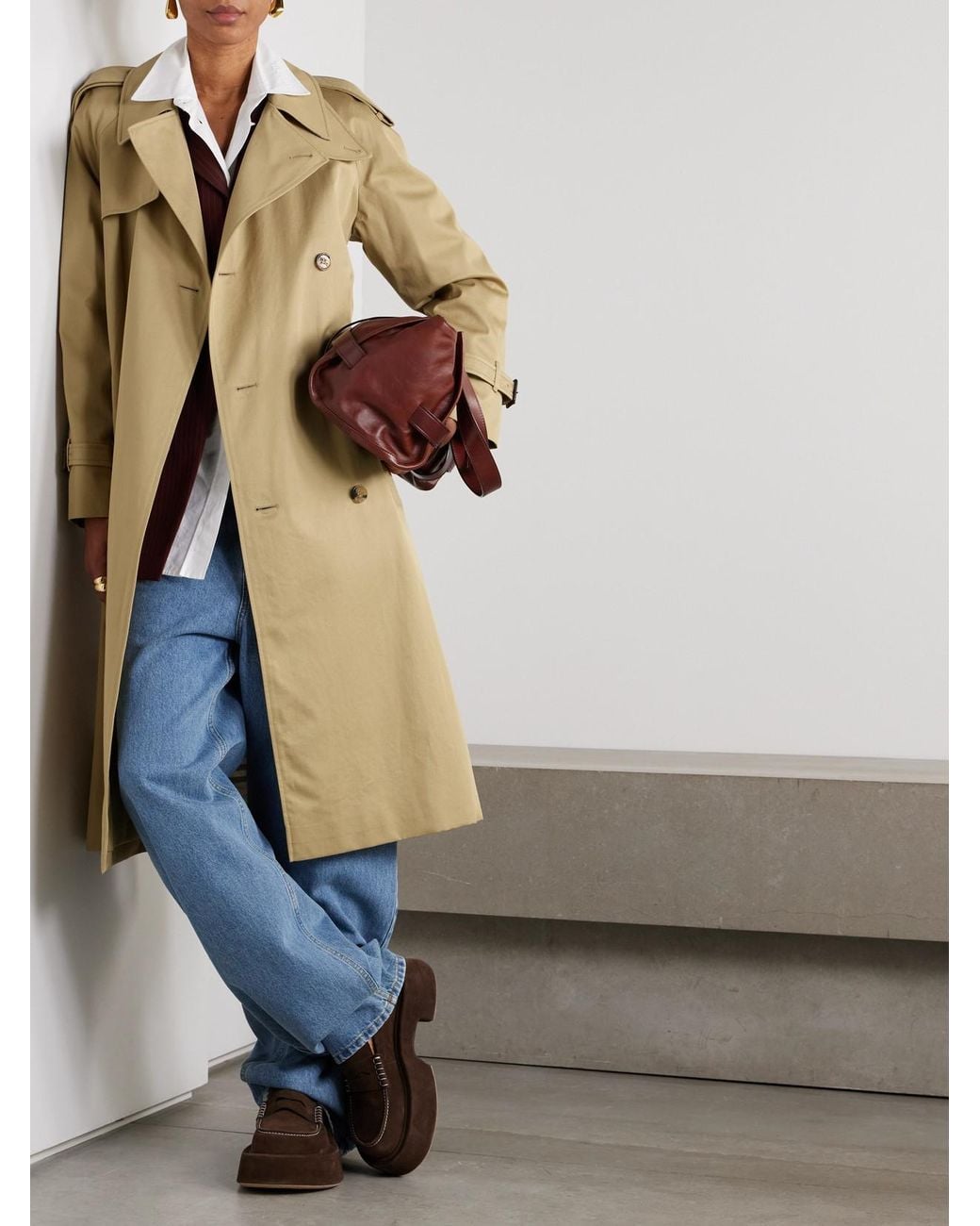 Burberry Natural Castleford Double-Breasted Cotton-Gabardine Trench Coat