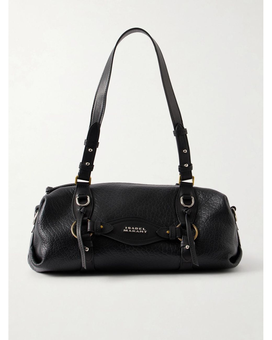 Isabel Marant Black Tilpa Bubble Mini Embellished Textured-Leather Shoulder Bag