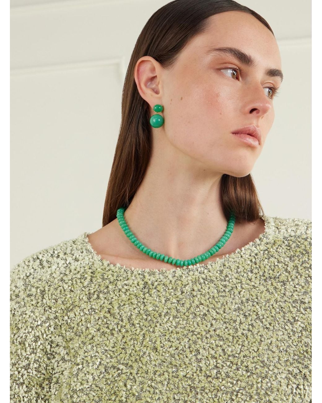 Irene Neuwirth Green Gumball 18-Karat Chrysoprase Earrings