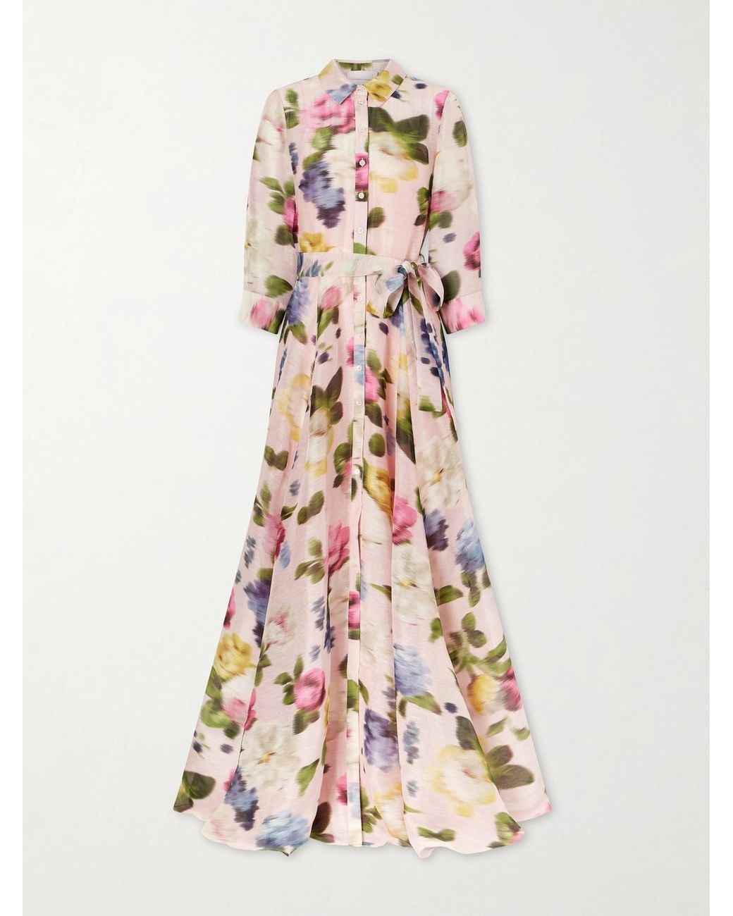 Carolina Herrera Pink Floral-Print Linen And Silk-Blend Gown
