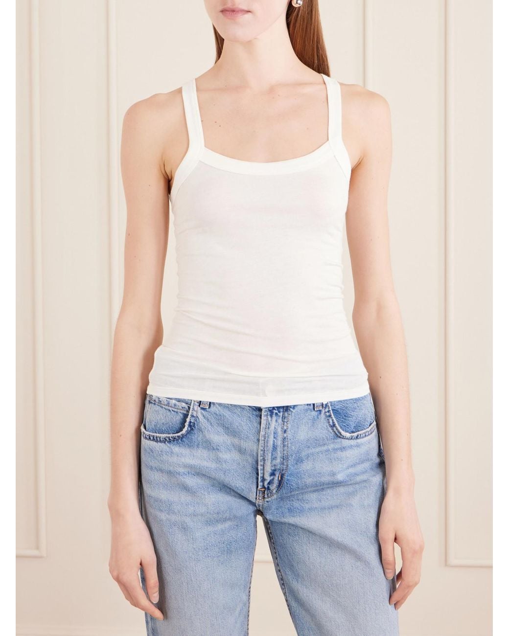 ÉTERNE White Duke Cotton-Blend Tank