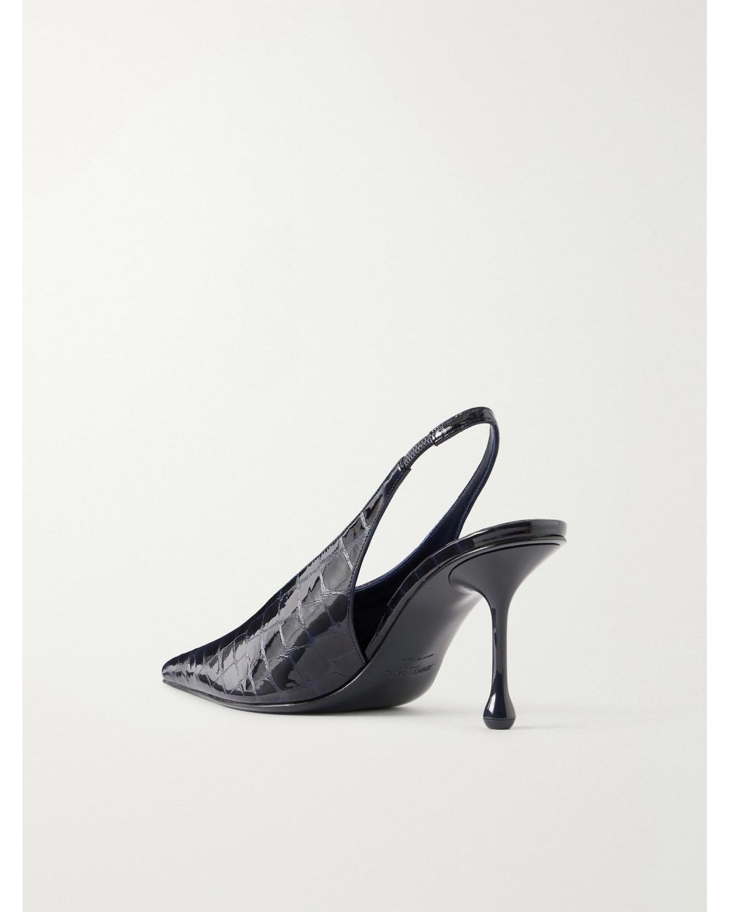 Jimmy Choo Blue Isa 80 Croc-Effect Leather Slingback Pumps