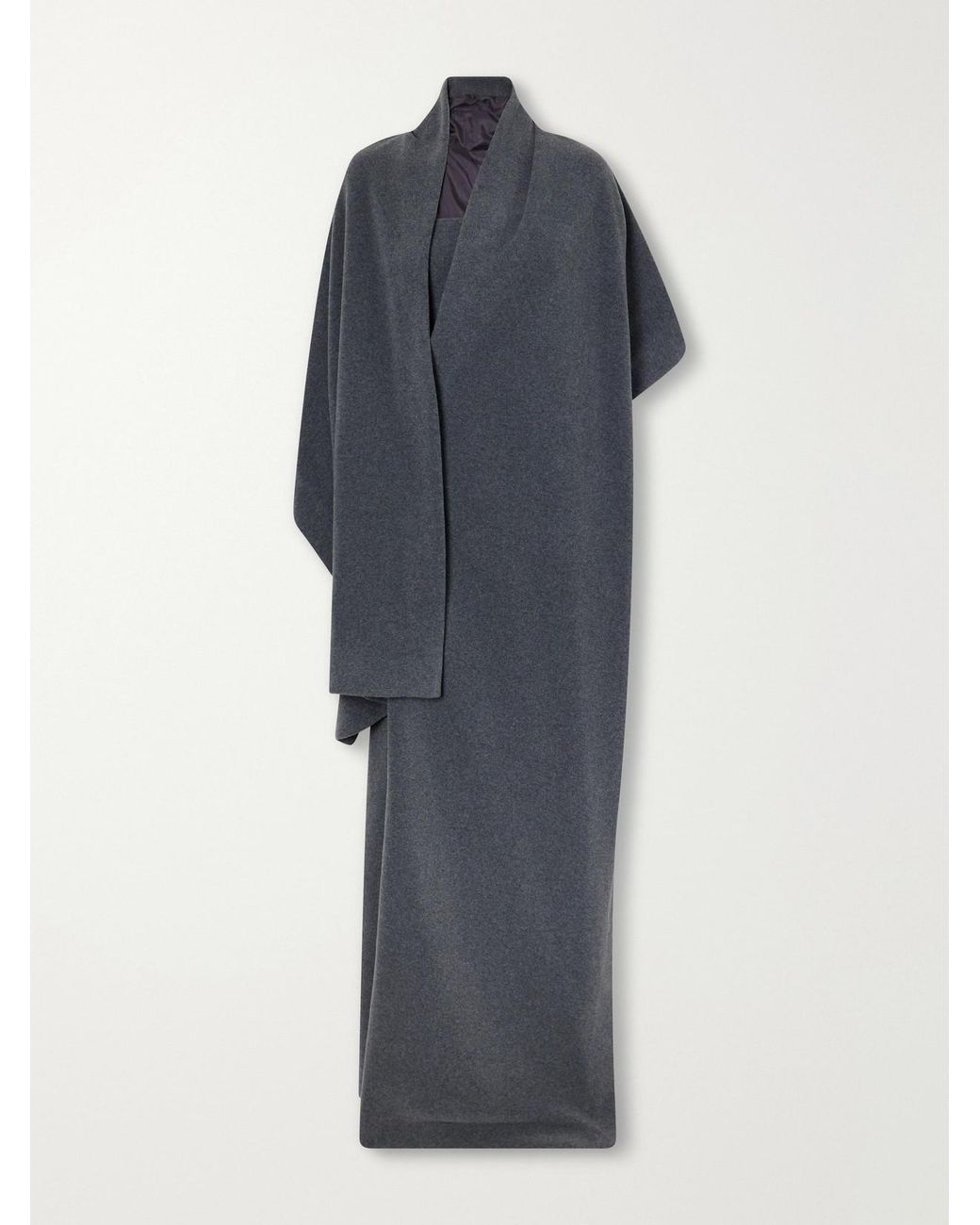 Colleen Allen Blue Scarf-Detailed Fleece Maxi Dress