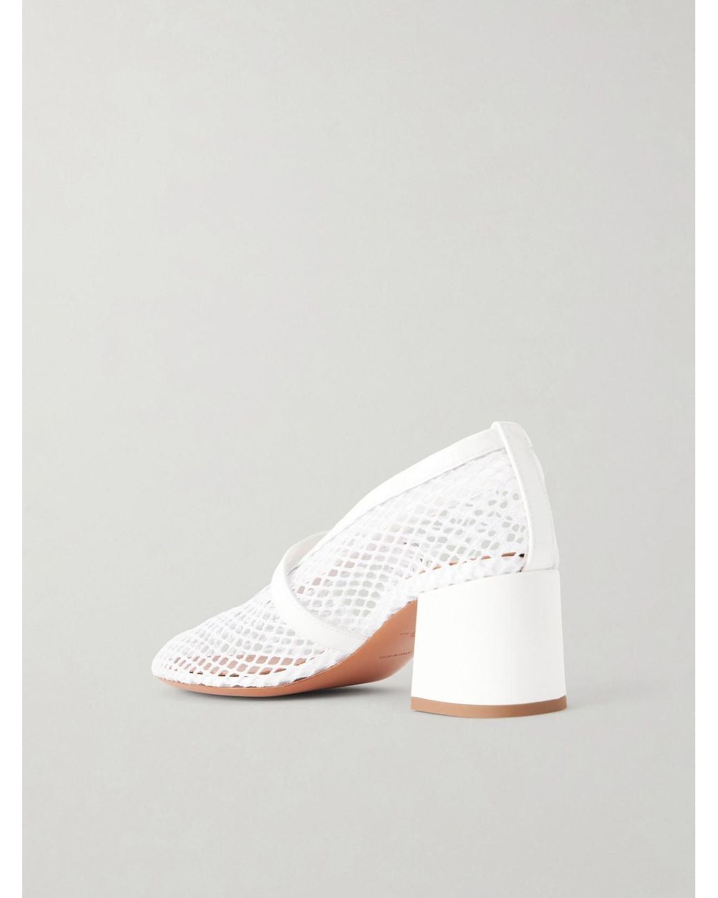 Alaïa White 55 Leather-Trimmed Mesh Pumps
