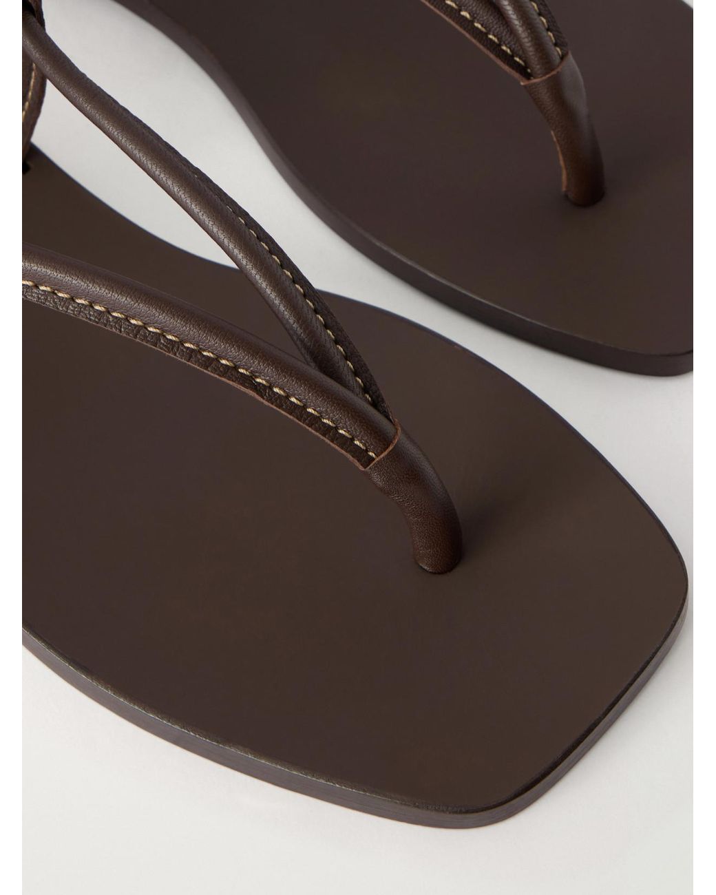 Brunello Cucinelli Natural Leather Thong Sandals