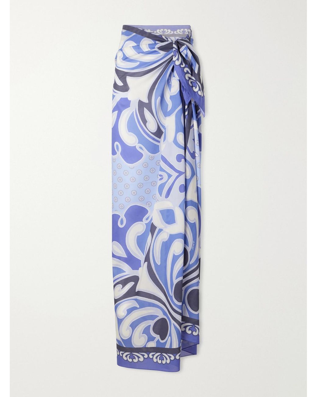 LaDoubleJ Blue Printed Cotton-Voille Pareo