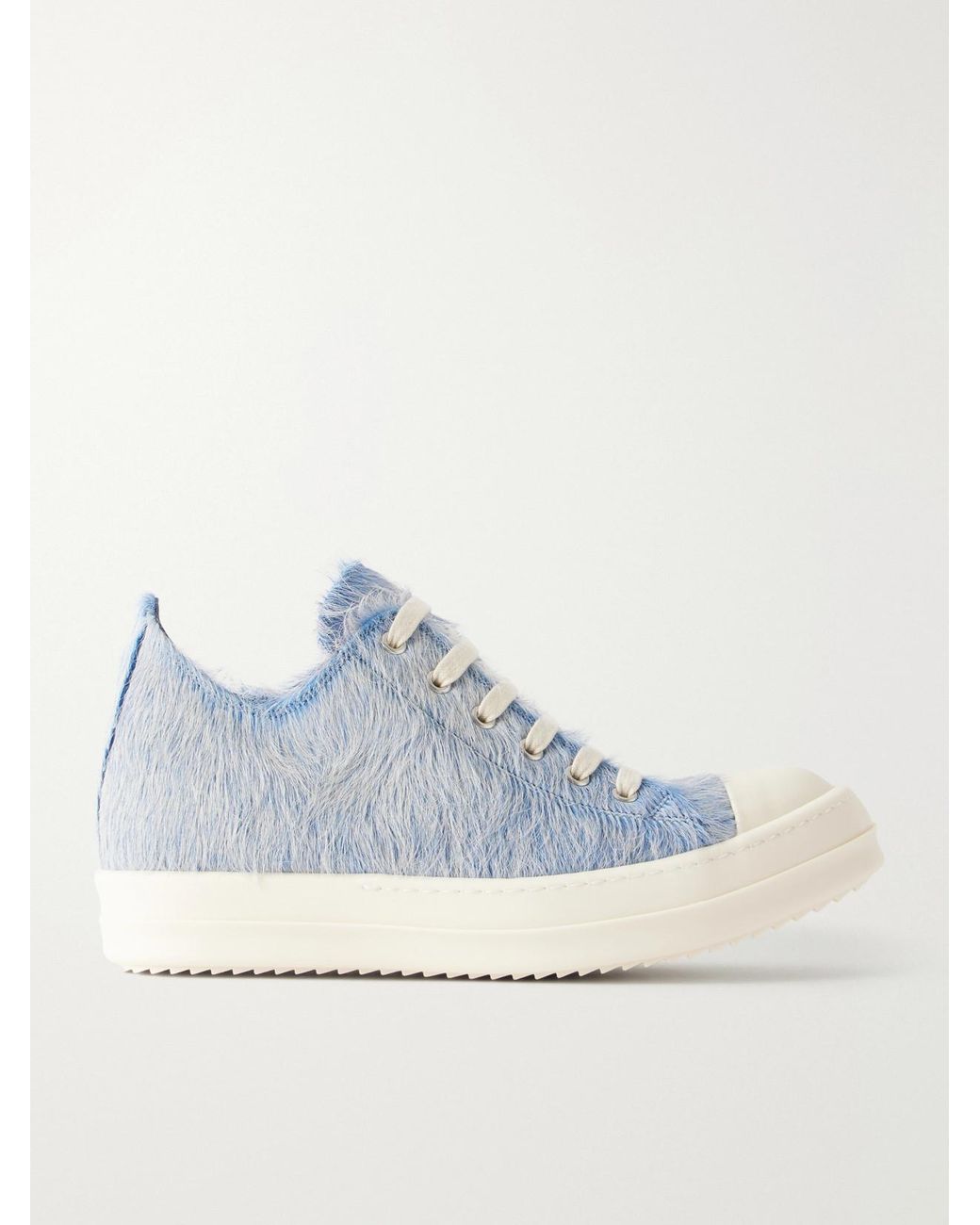 Rick Owens Blue Ramones Calf-Hair And Leather Sneakers
