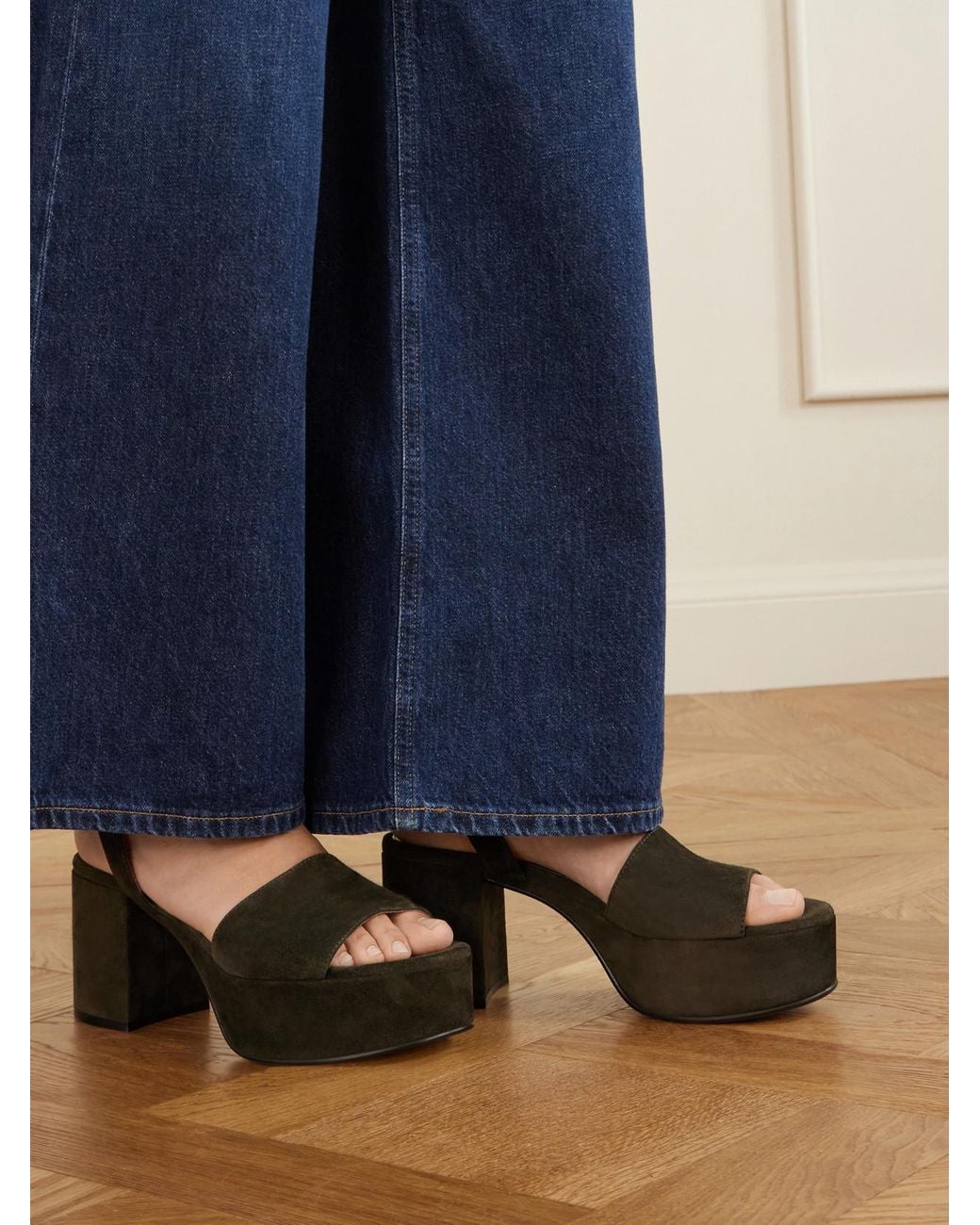 Gianvito Rossi Green Carol 35 Suede Platform Sandals