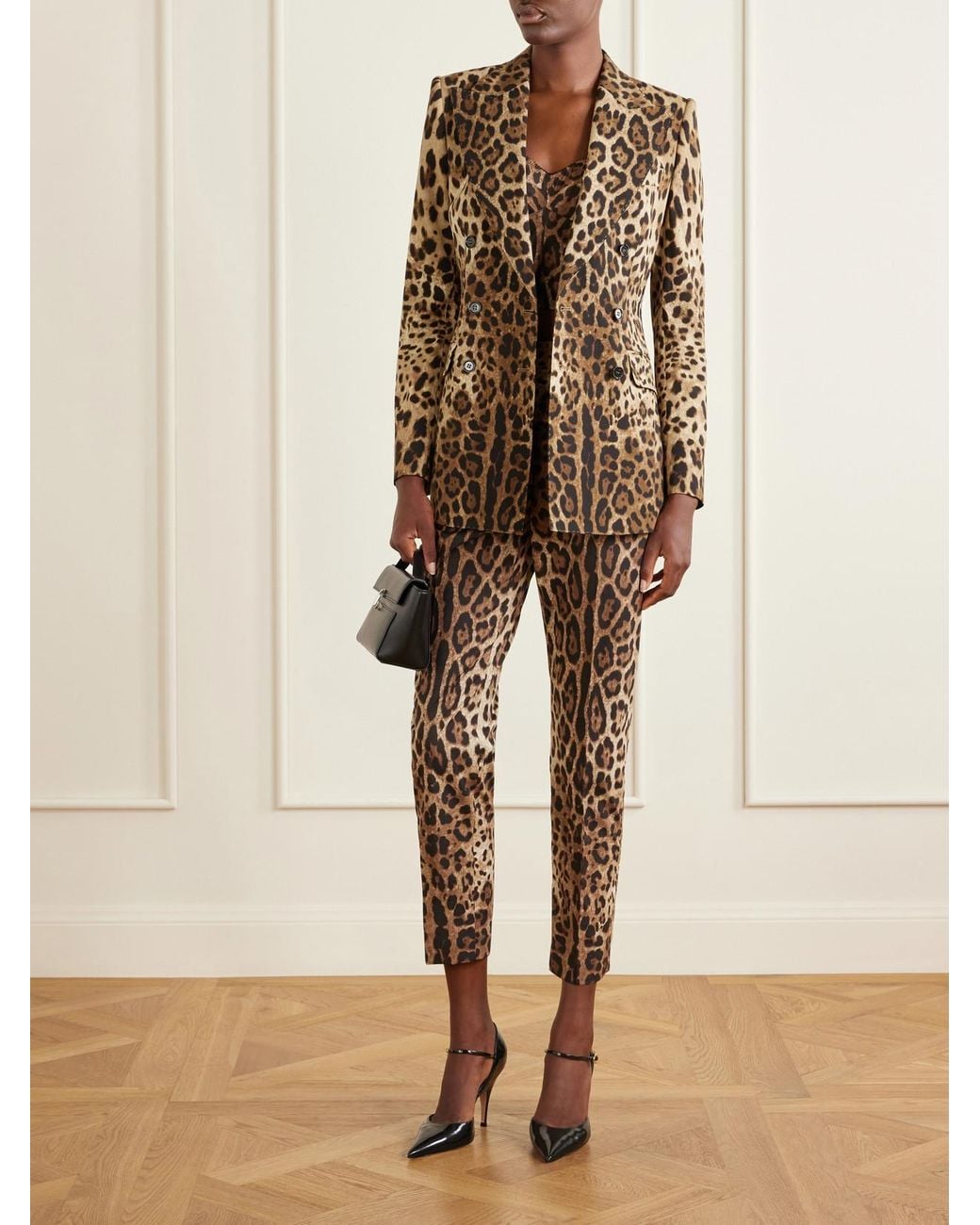 Dolce & Gabbana Natural Leopard-Print High-Rise Cotton Straight-Leg Pants