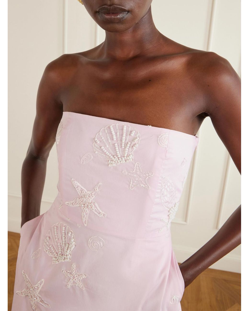 BERNADETTE Pink Odette Cotton Embroidered Dress