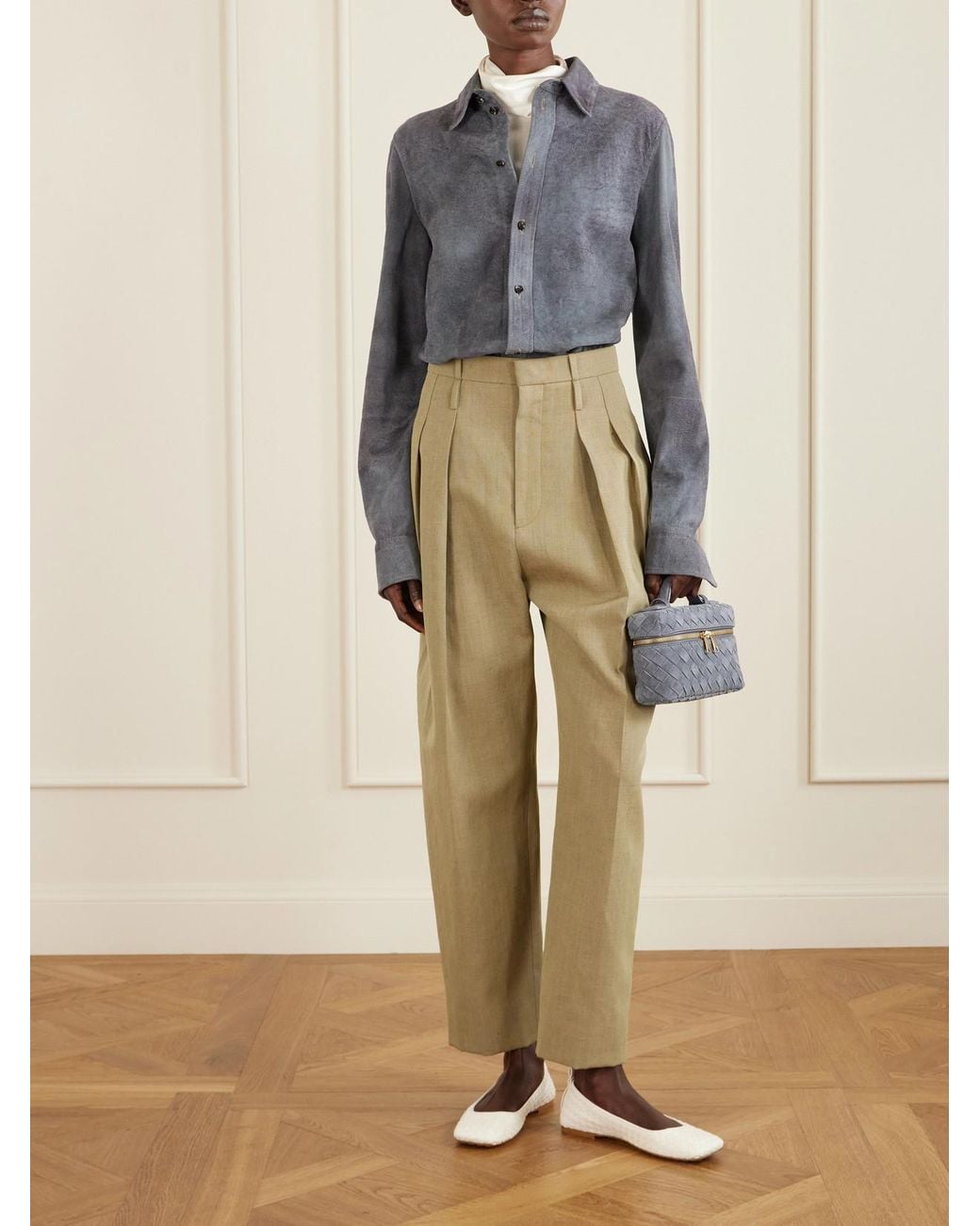 Bottega Veneta Gray Bang Bang Intrecciato Suede Tote