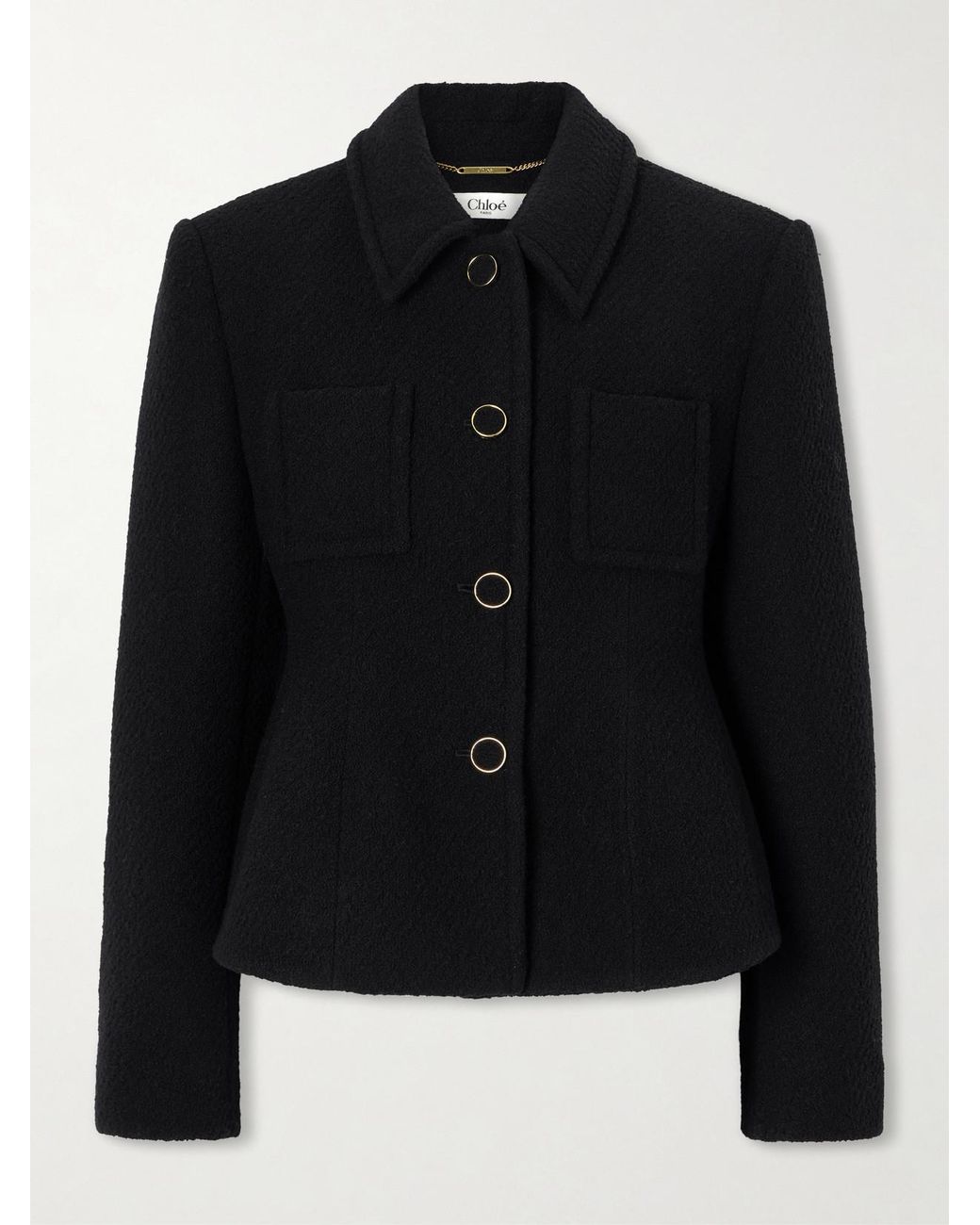 Chloé Black Wool-Blend Bouclé Jacket