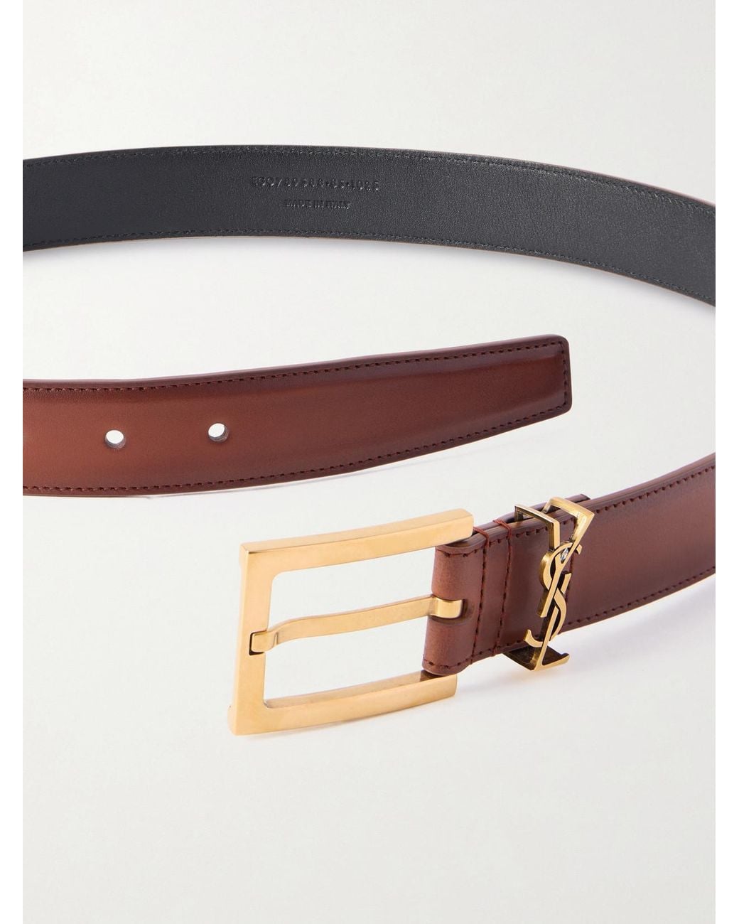 Saint Laurent Pink Cassandre Embellished Leather Belt