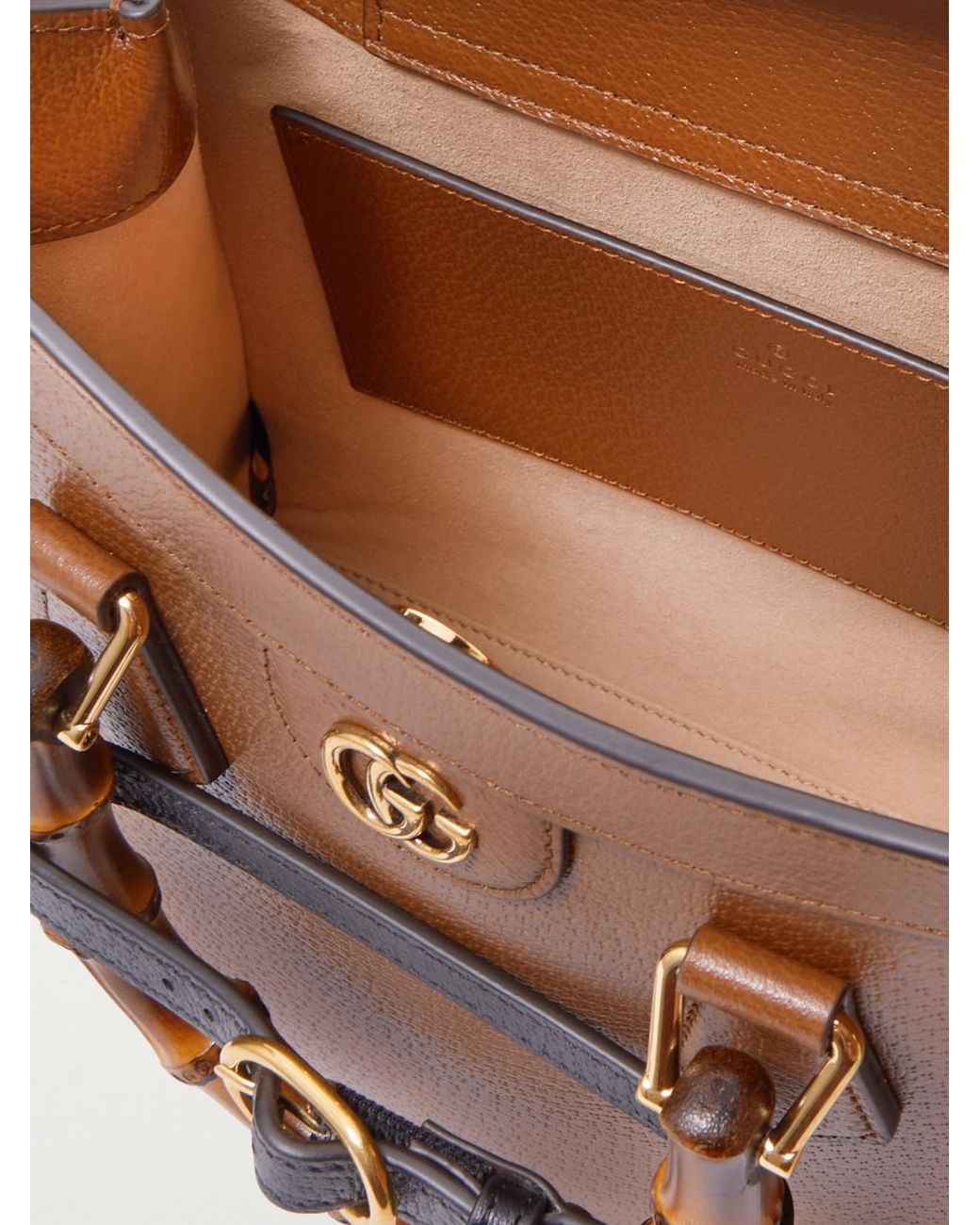 Gucci Brown Diana Small Textured-Leather Tote