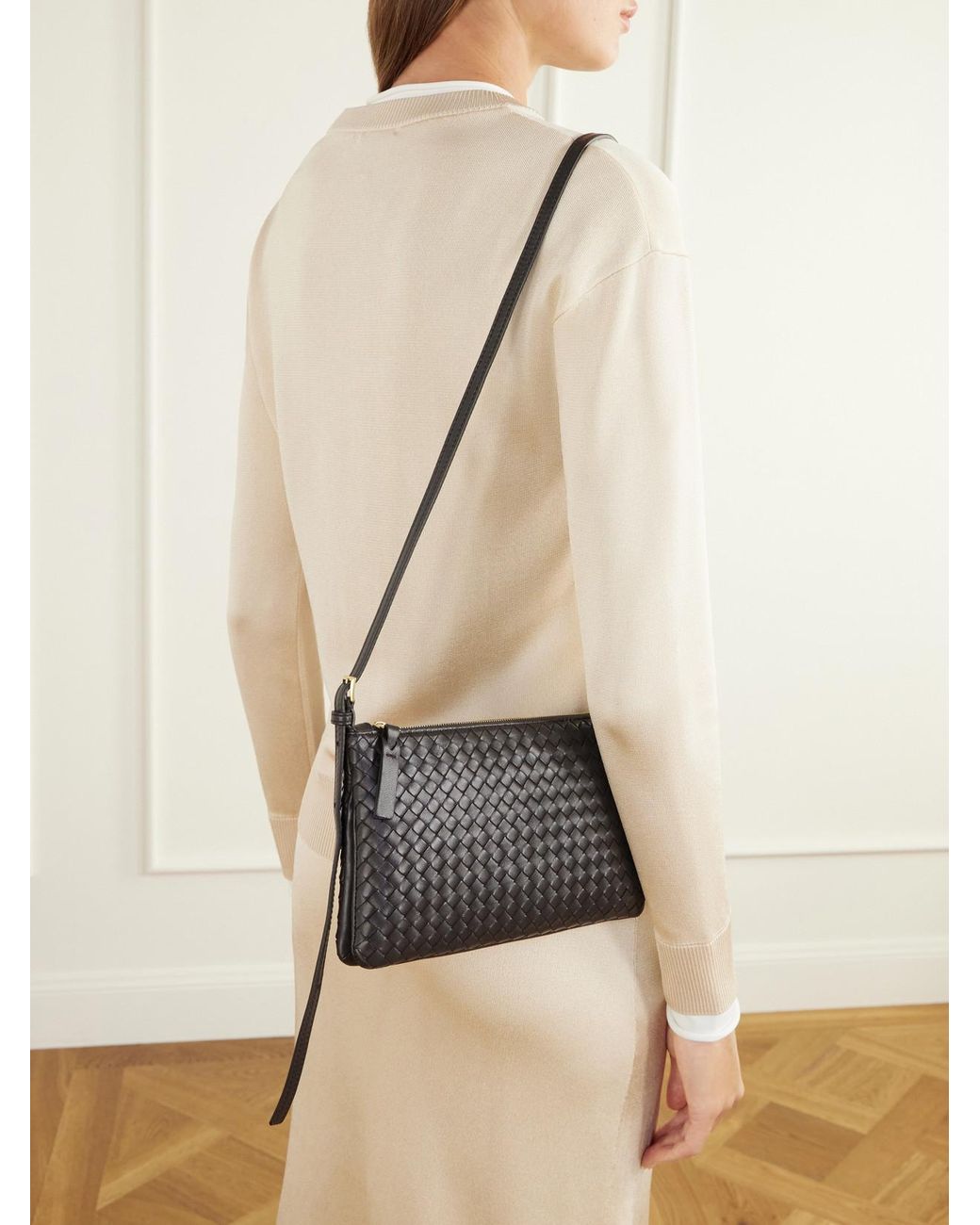 Bottega Veneta Black Gemellini Intrecciato Leather Shoulder Bag