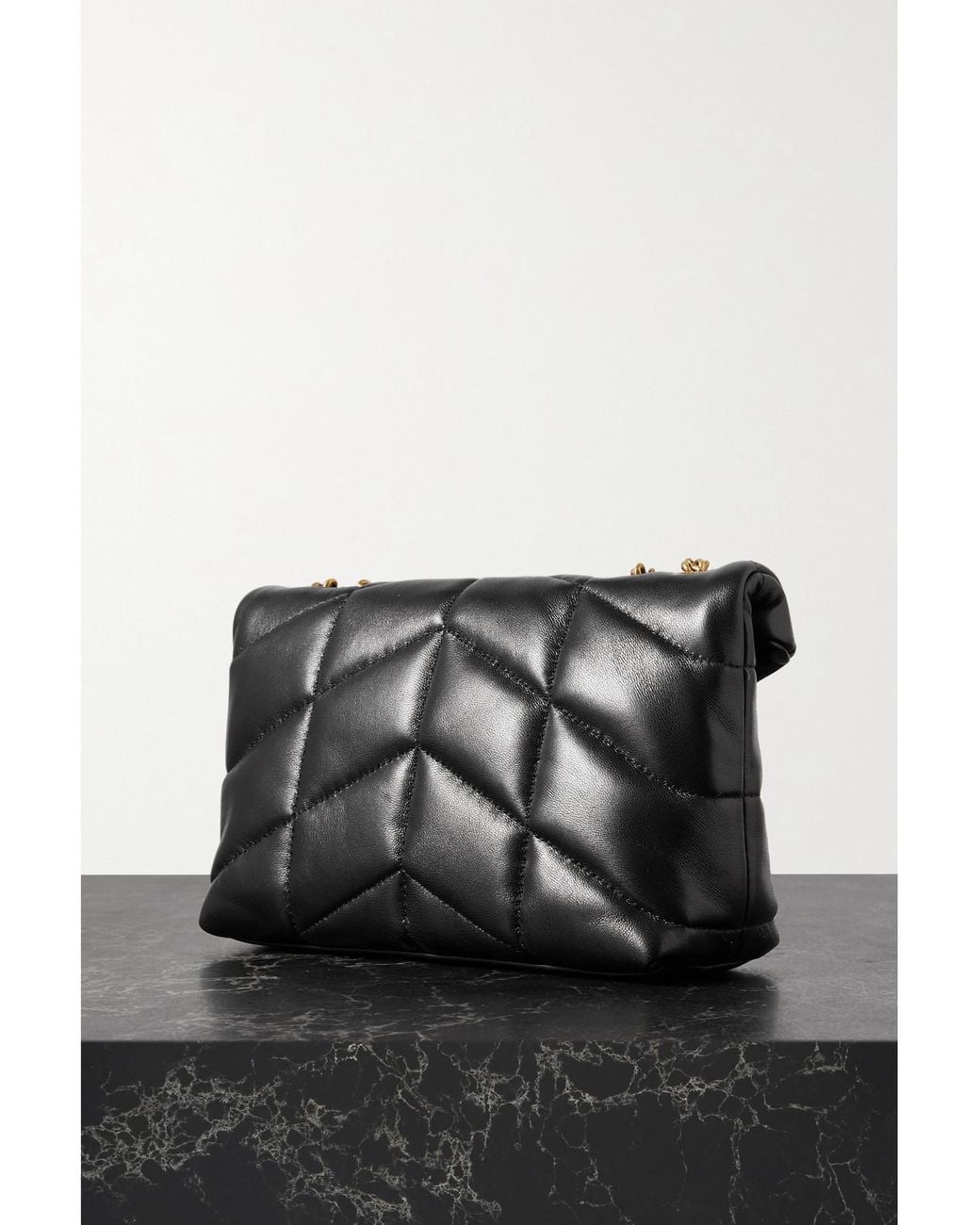 Saint Laurent Black Toy Puffer Mini Matelassé Leather Shoulder Bag