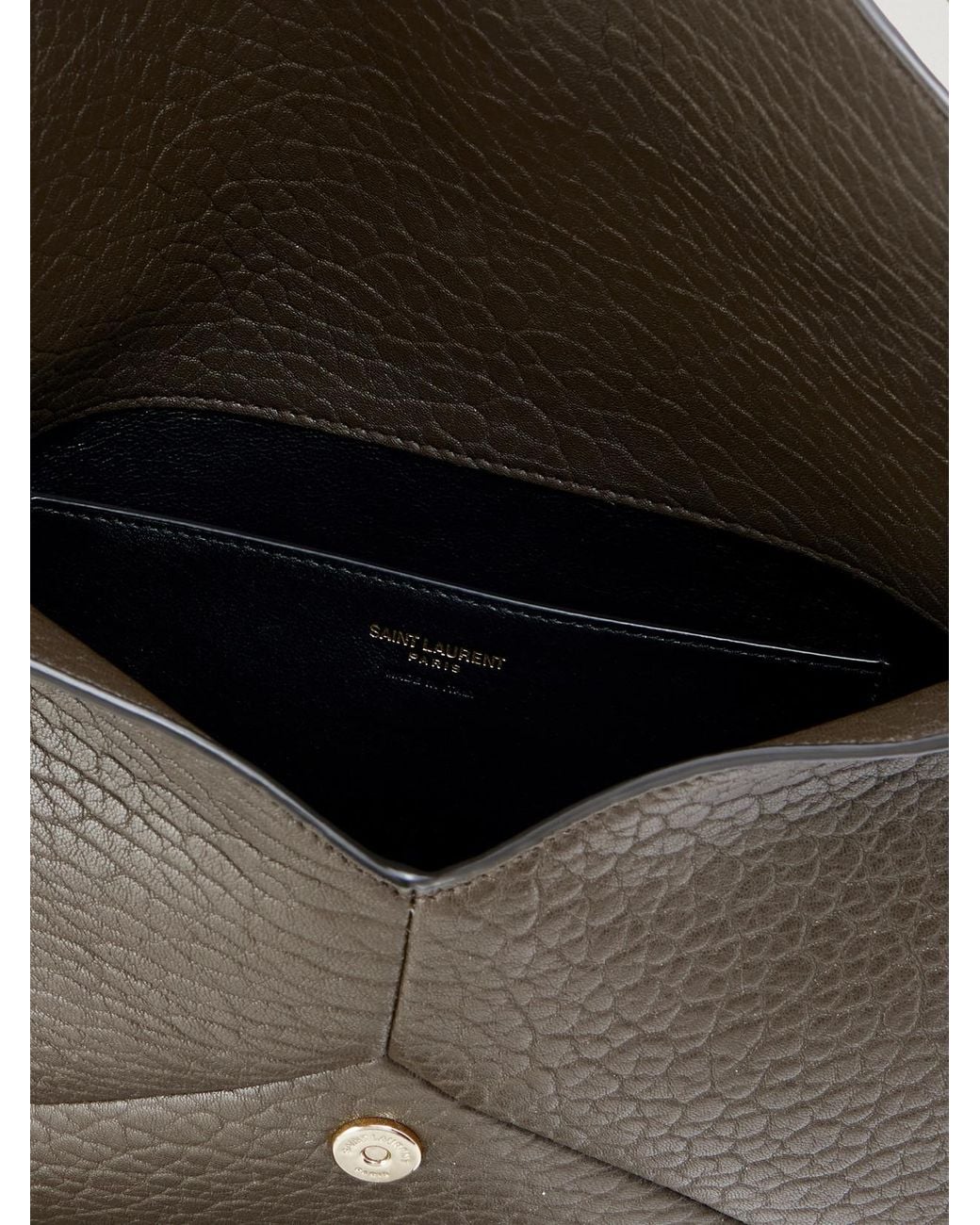 Saint Laurent Natural Cassandre Textured-Leather Shoulder Bag