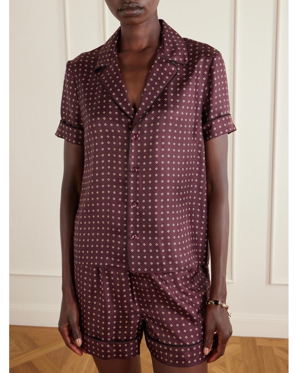 Saint Laurent Red Printed Silk-Twill Shirt