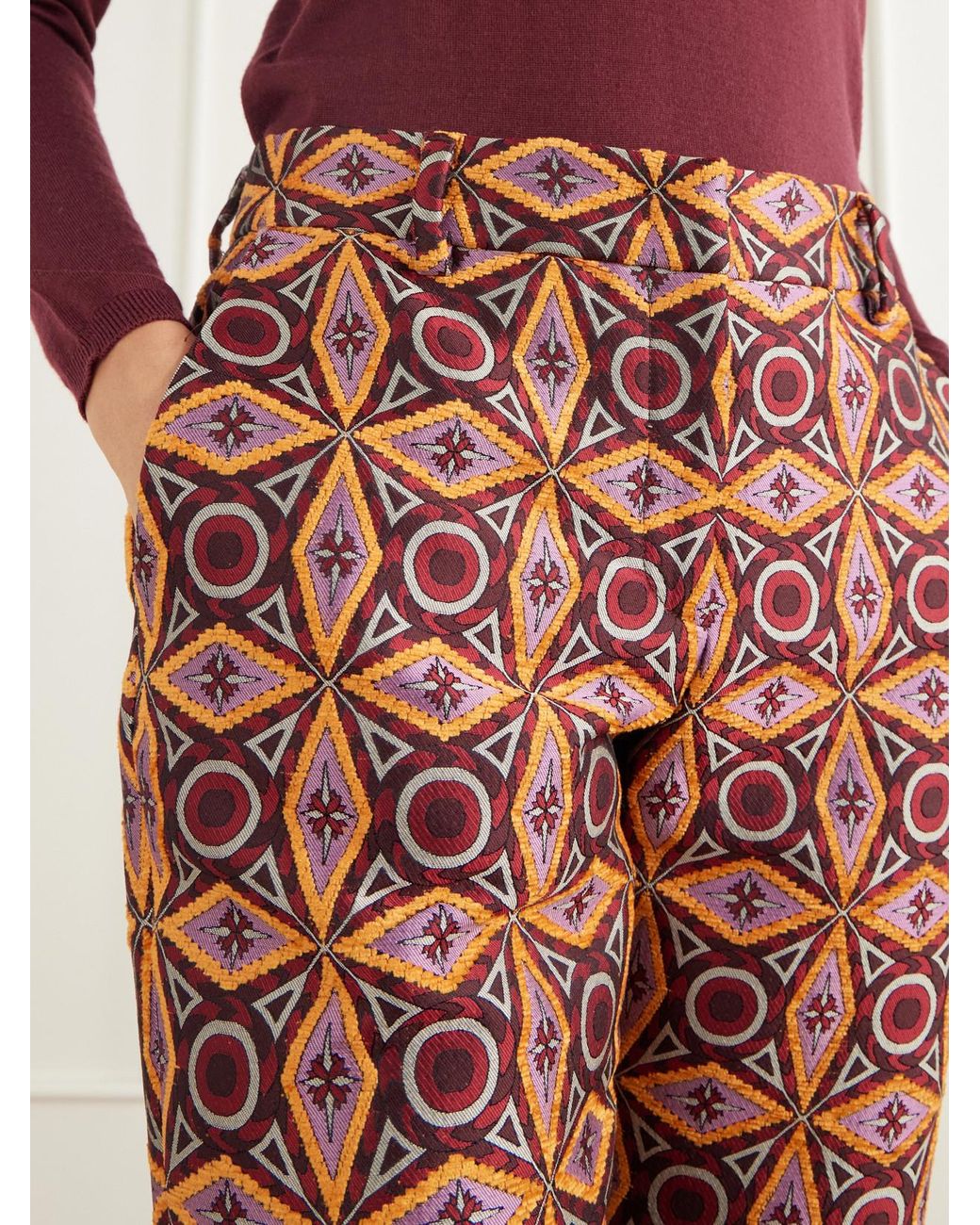 LaDoubleJ Red 24/7 Jacquard-Knit Straight-Leg Pants