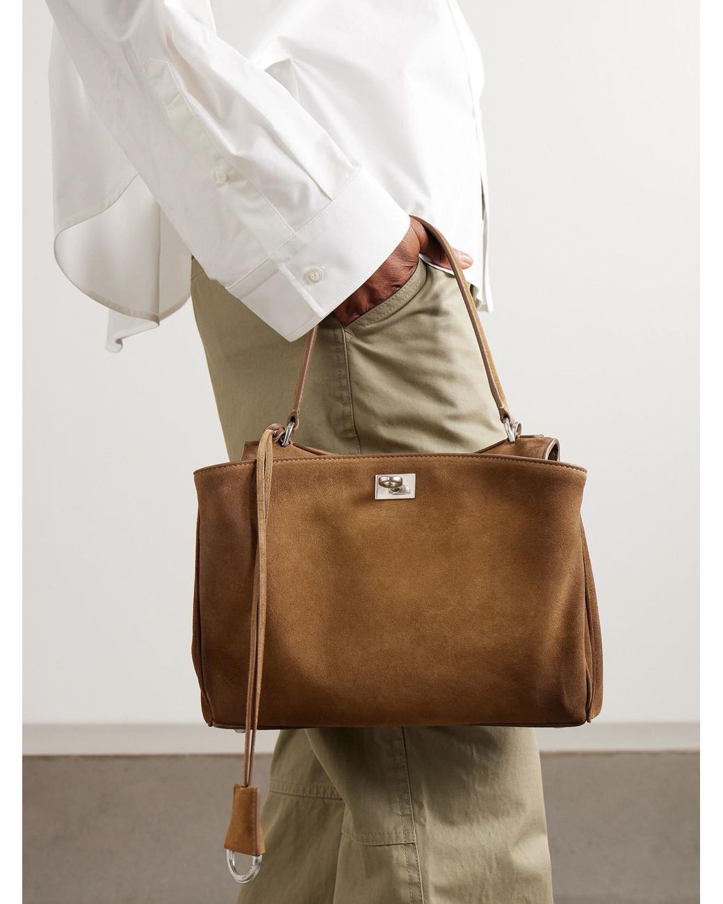 Balenciaga Brown Rodeo Small Suede Top-Handle Bag