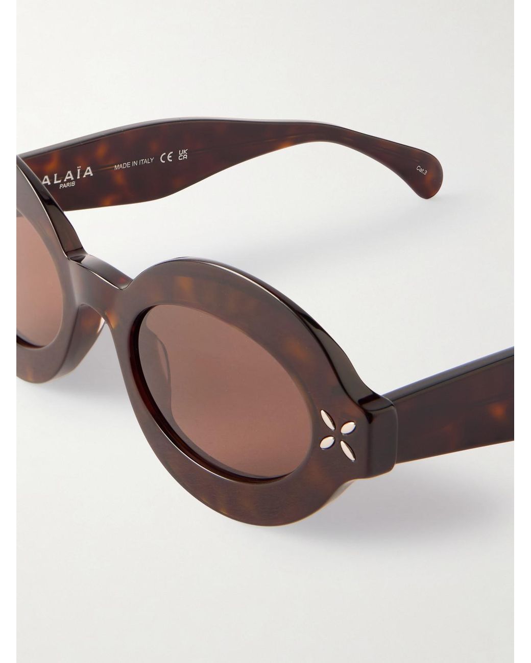 Alaïa Brown Petal Oval-Frame Acetate Sunglasses