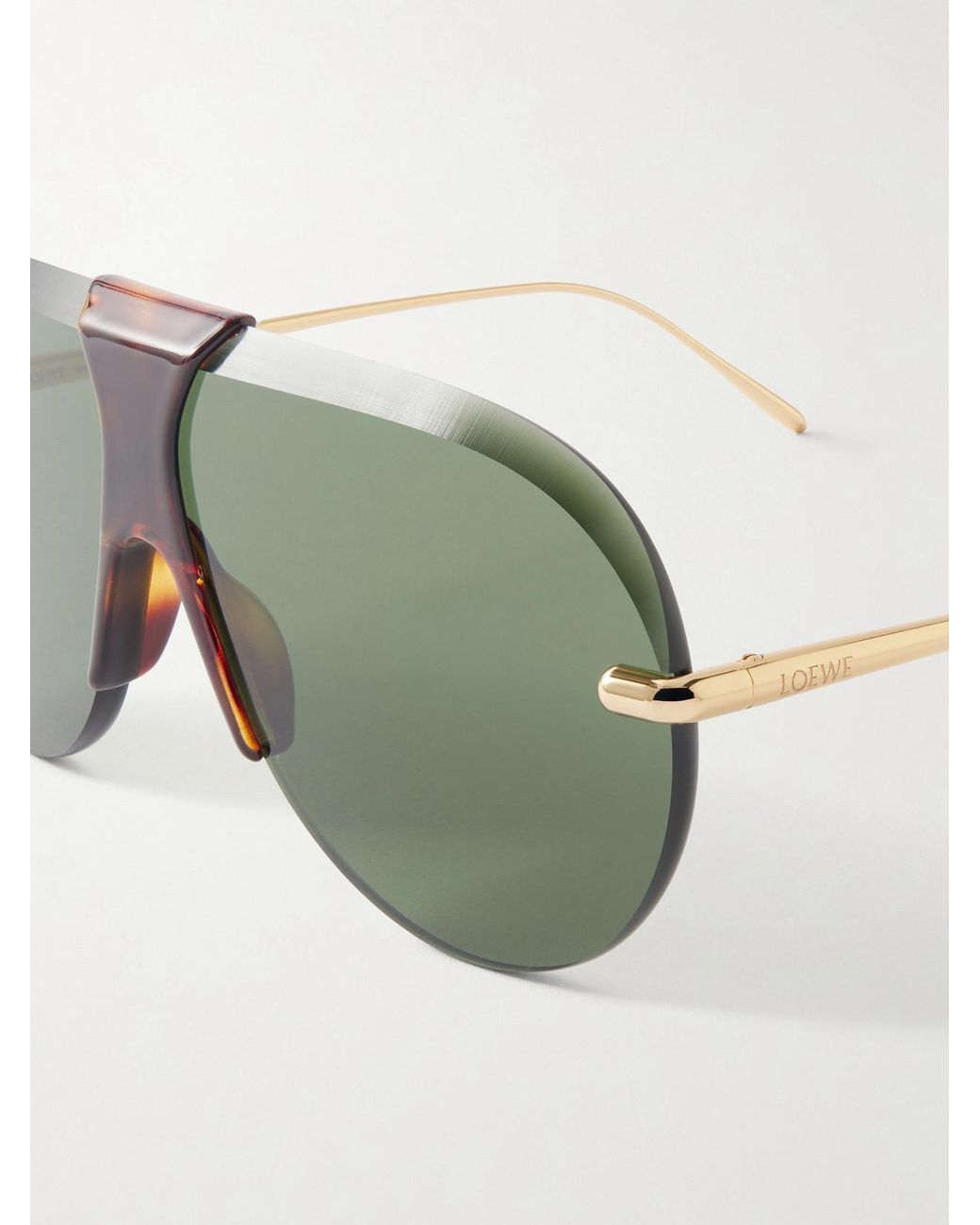 Loewe Green Aviator-Style-Tone And Acetate Sunglasses