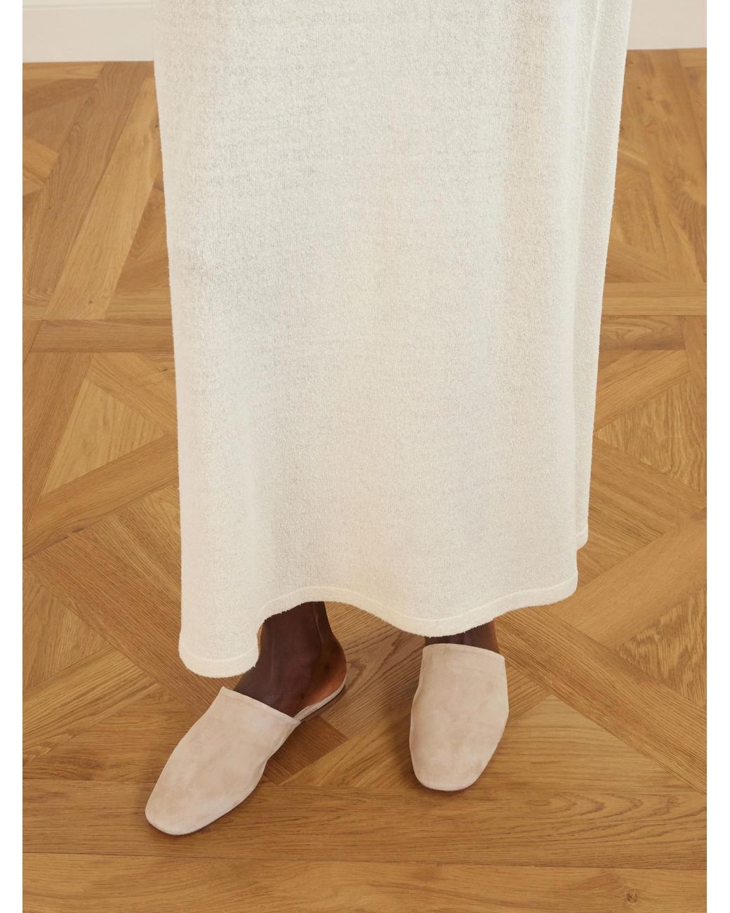 Aeyde White Rega Suede Slides