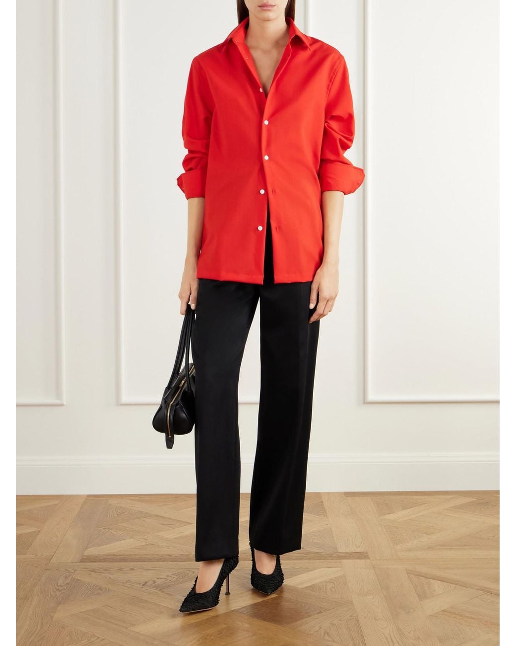 Willy Chavarria Red Wool-Twill Shirt