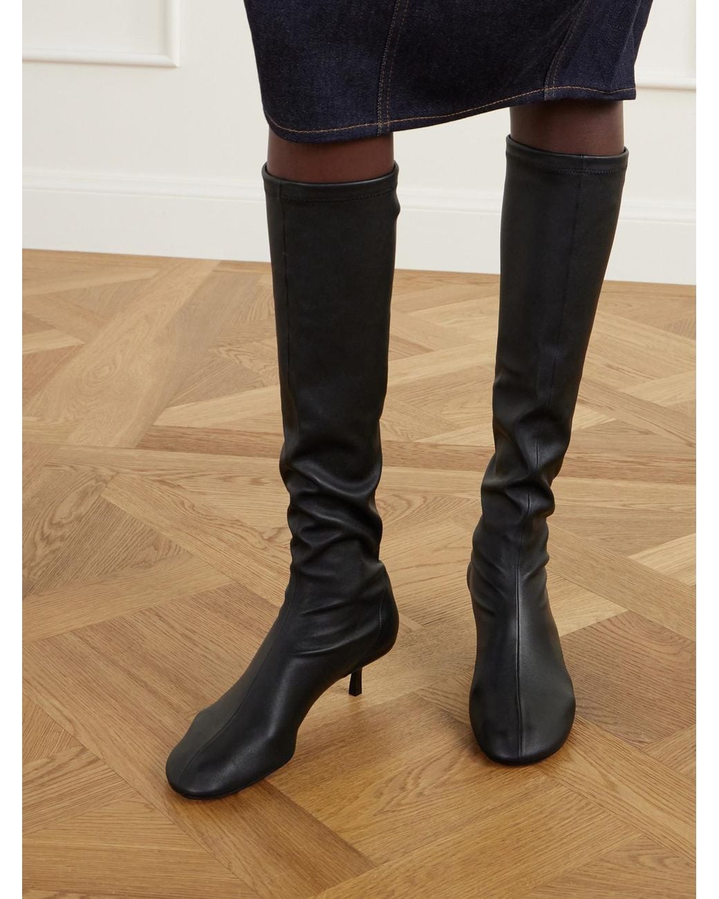 Jacquemus Black Collant 45 Leather Knee Boots