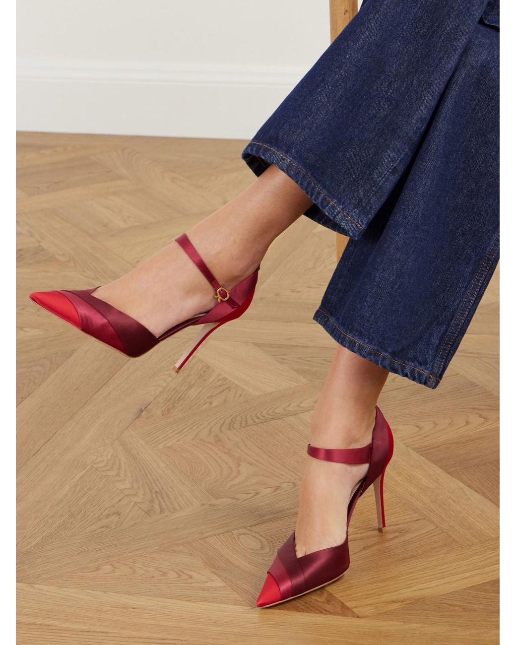 Gianvito Rossi Red 95 Satin Pumps