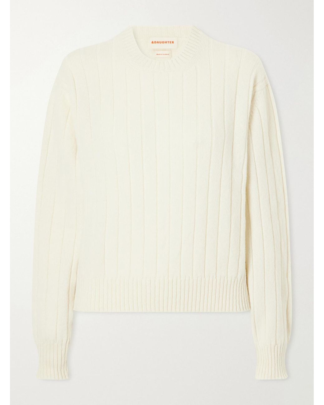 &Daughter Natural Rooney Ribbed Wool Sweater