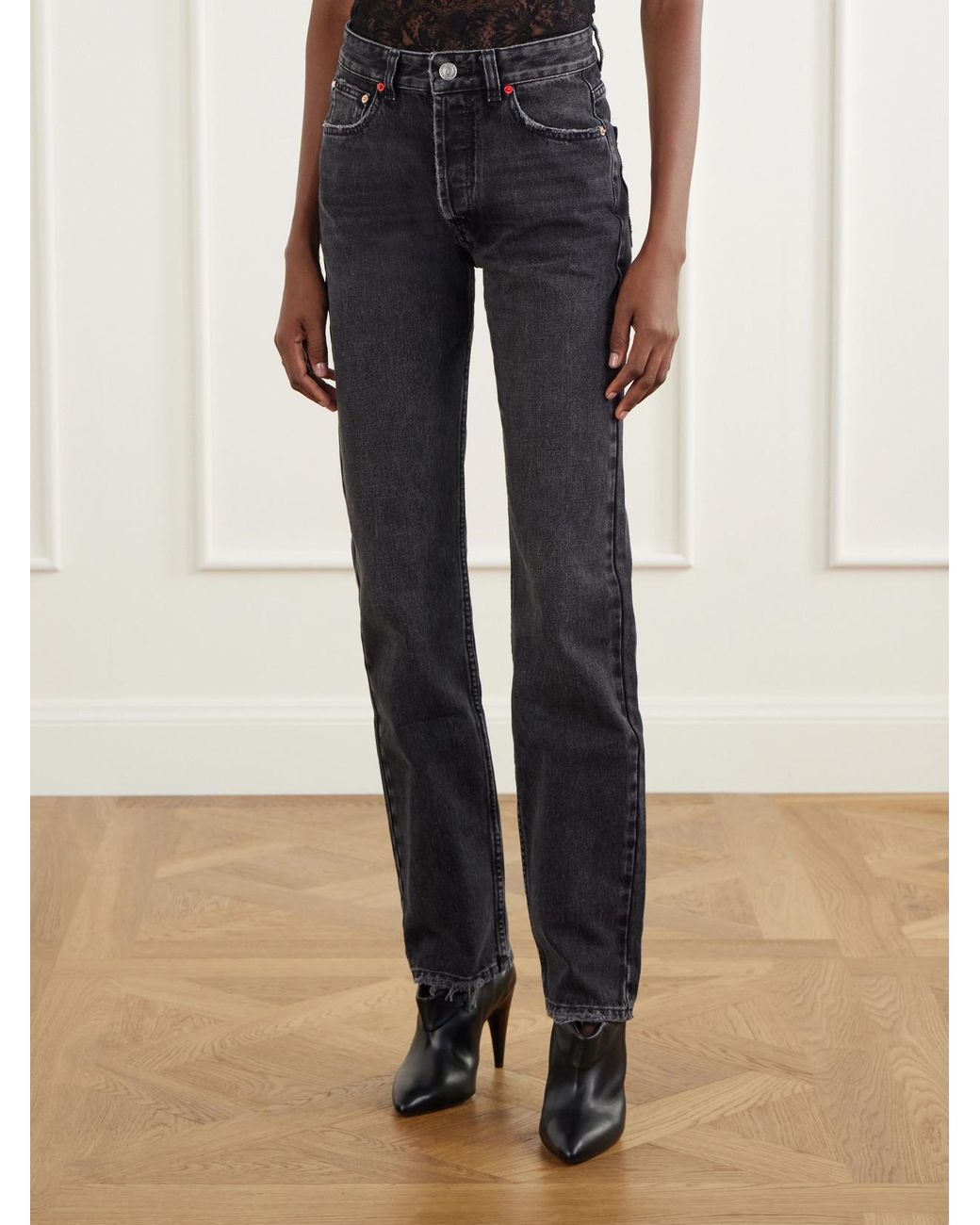 Isabel Marant Gray Daya Mid-Rise Straight-Leg Jeans