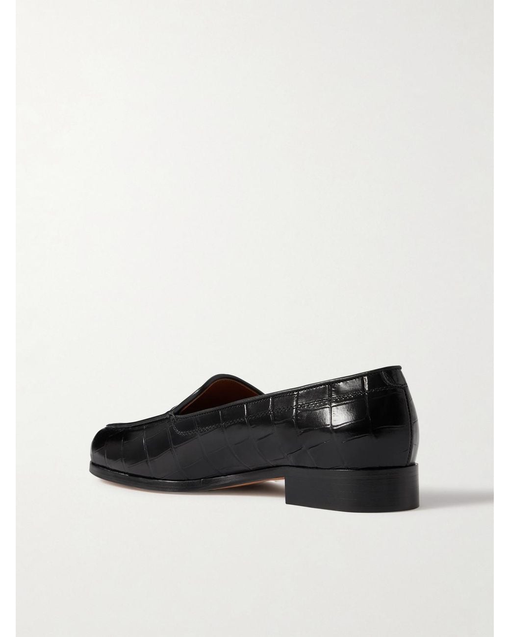 Emme Parsons Black Danielle Croc-Effect Patent-Leather Loafers