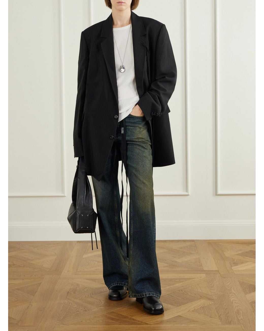 Ann Demeulemeester White Dot Gathered Ribbed Cotton T-Shirt