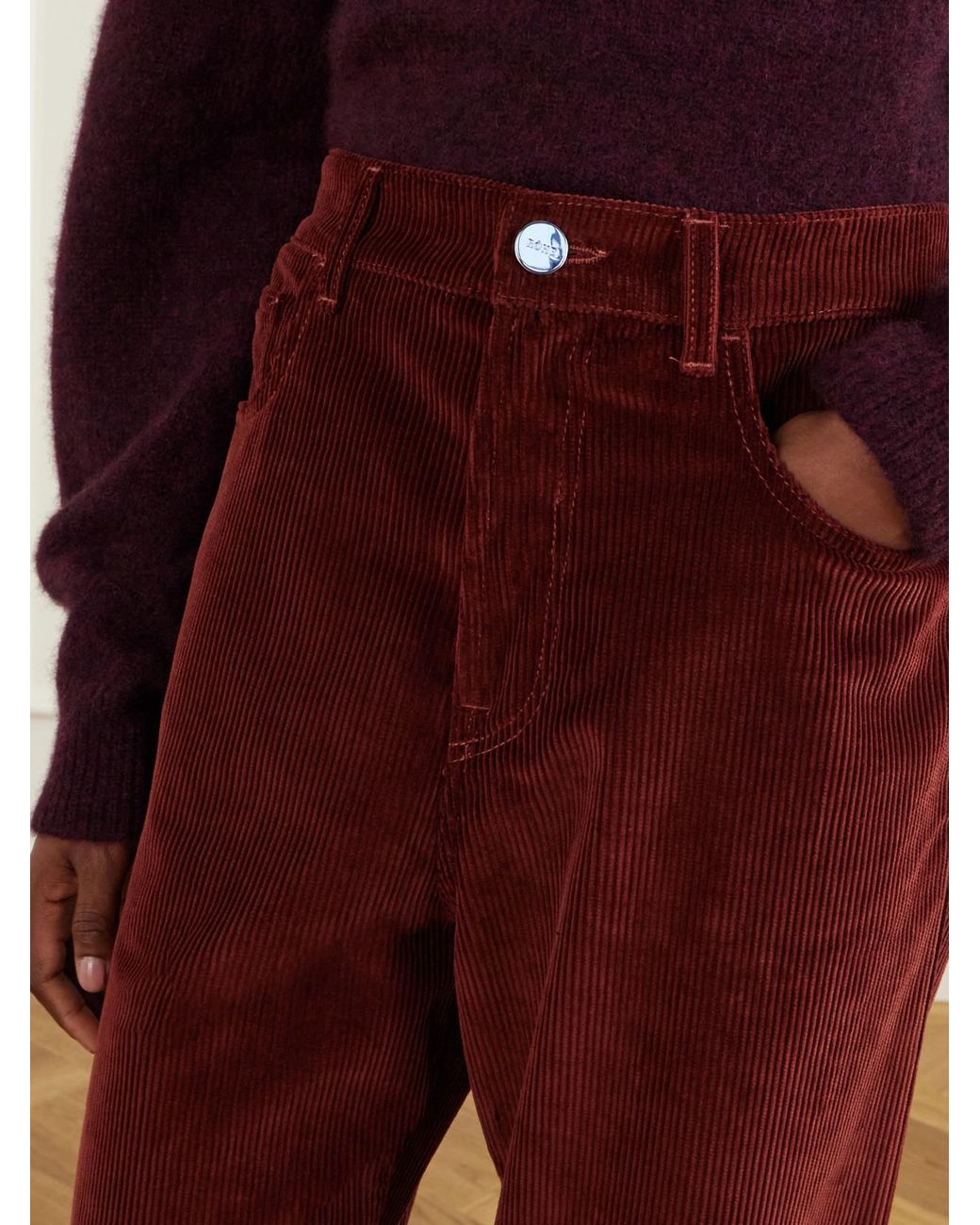 Rohe Red Bruun Cotton-Corduroy Wide-Leg Pants