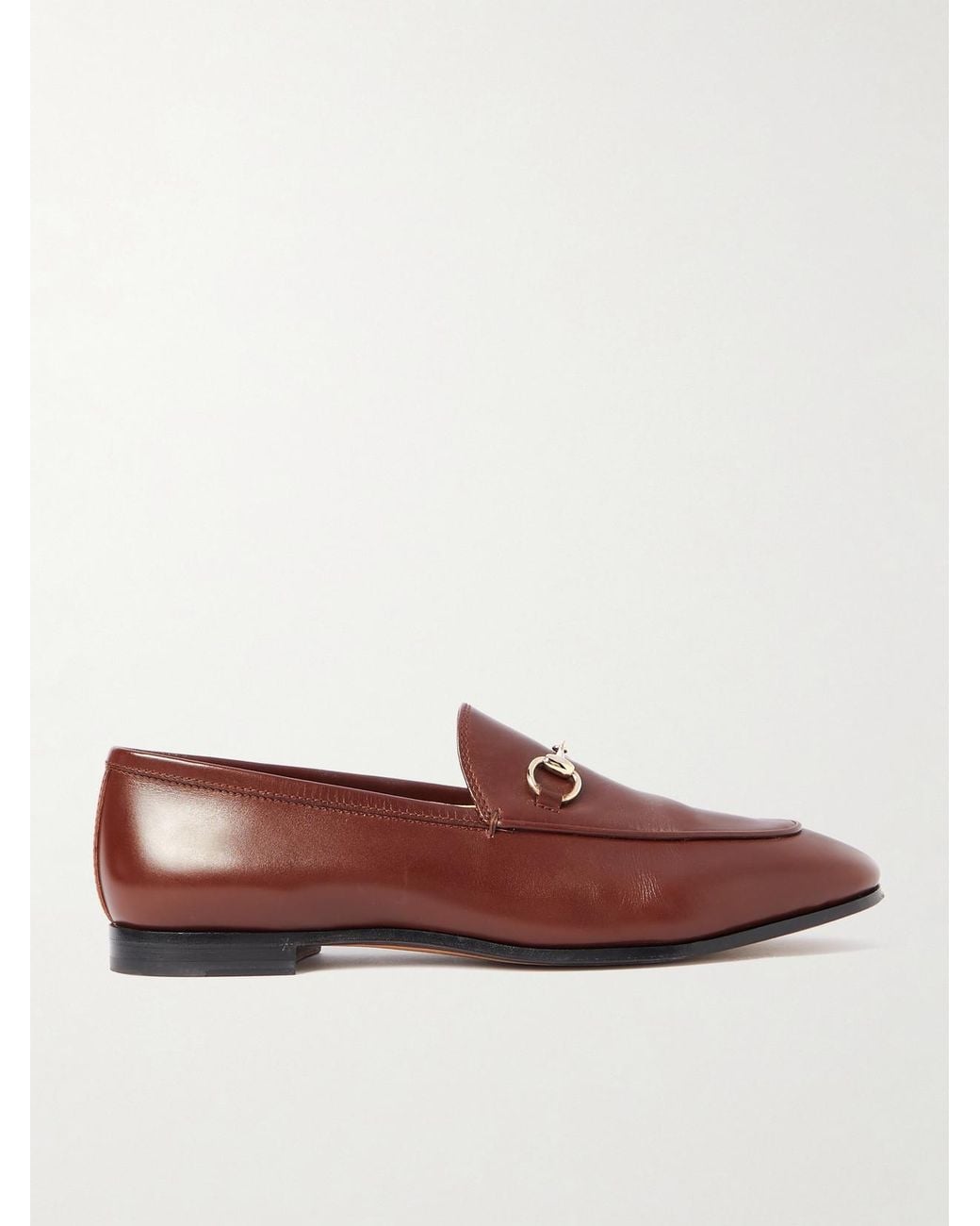 Gucci Brown Jordaan Horsebit-Detailed Leather Loafers