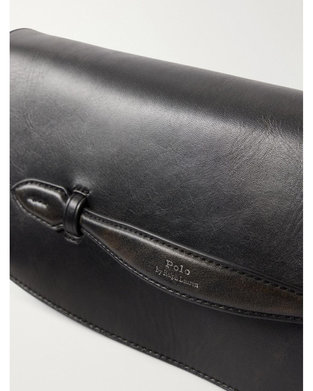 Polo Ralph Lauren Black Textured-Leather Clutch