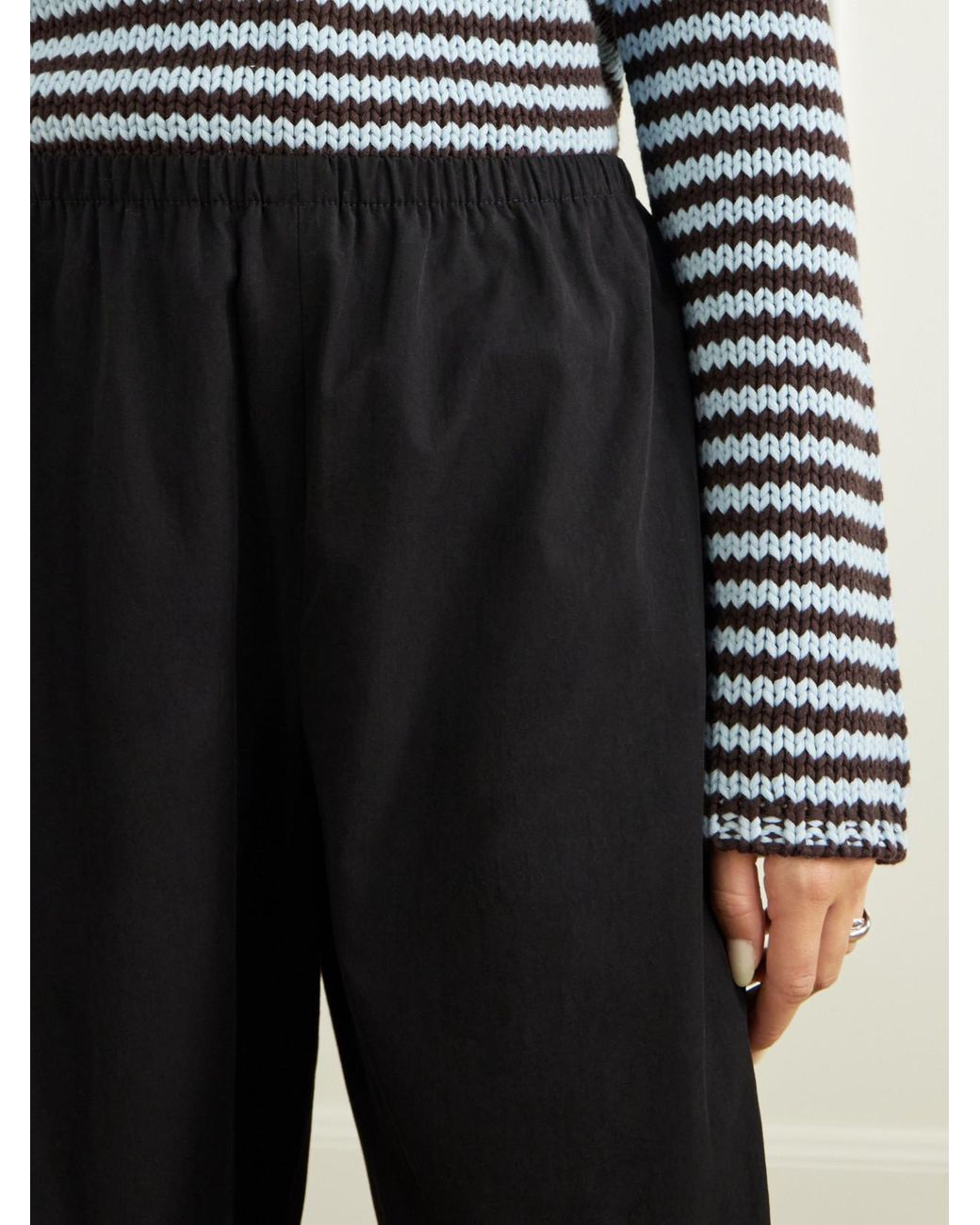 La Ligne Blue Colby Cotton-Poplin Wide-Leg Pants