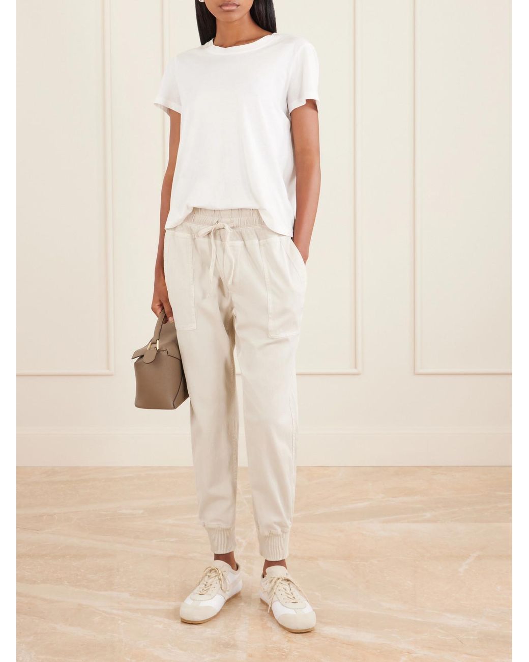 James Perse White Cotton Tapered Pants