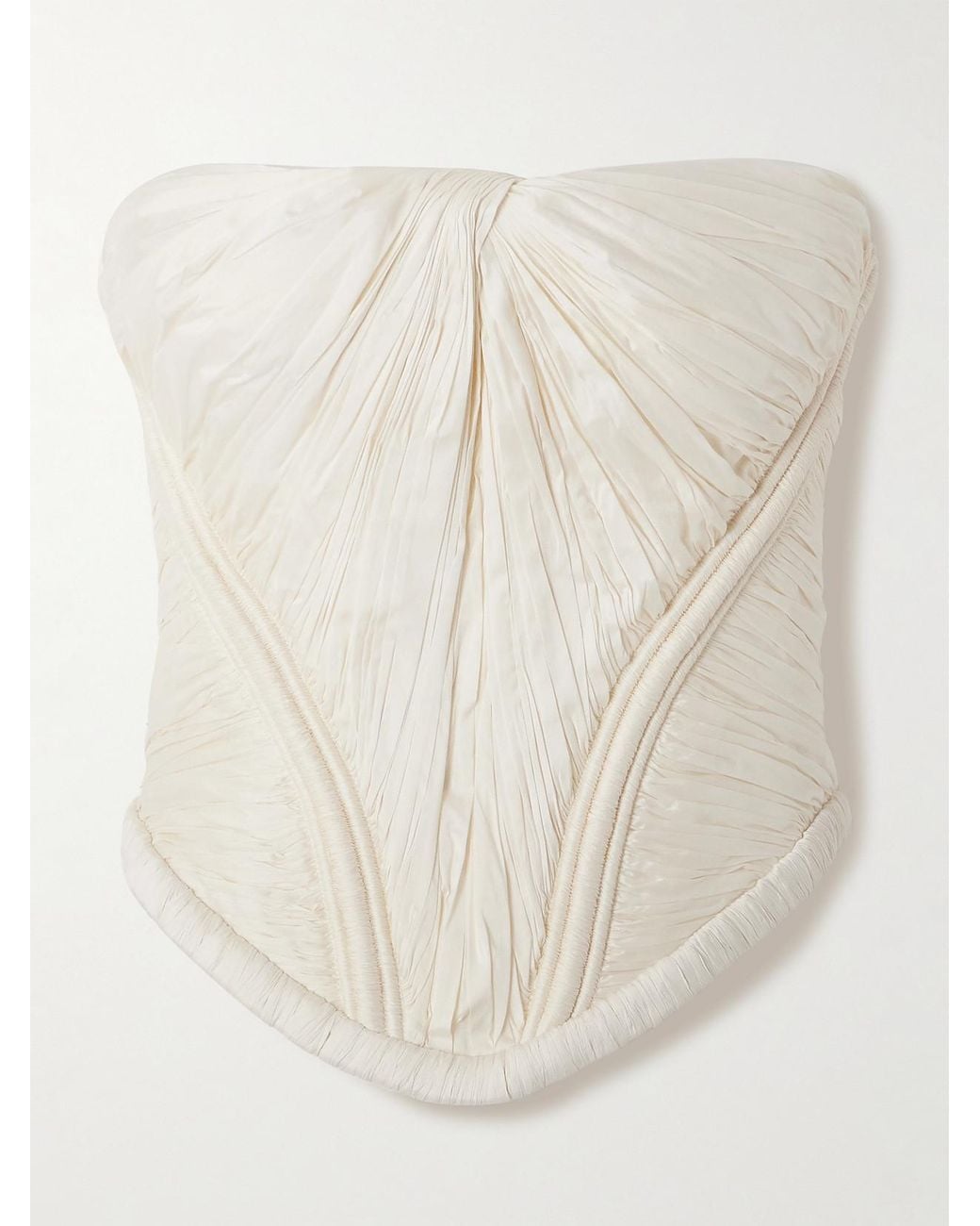 Danielle Frankel Natural Priscilla Strapless Gathered Taffeta Bustier Top