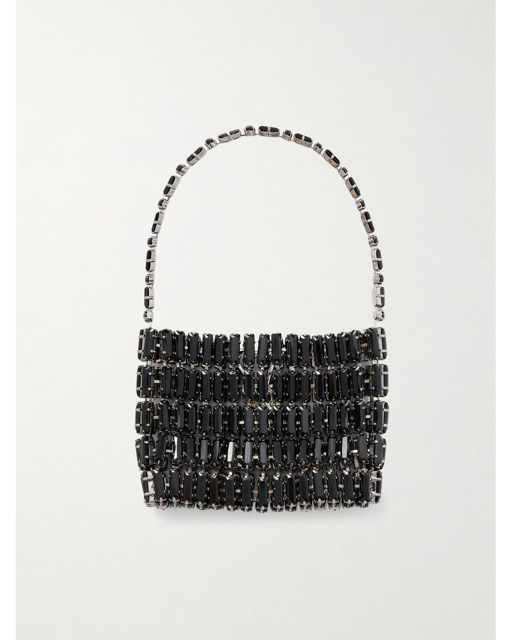 Saint Laurent Black Evening Micro Crystal-Embellished Chainmail Shoulder Bag